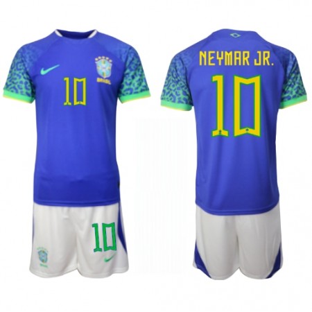 Brasilien Neymar Jr 10 Børn Udebane VM 2022 - Fodboldtrøjer (S/S)